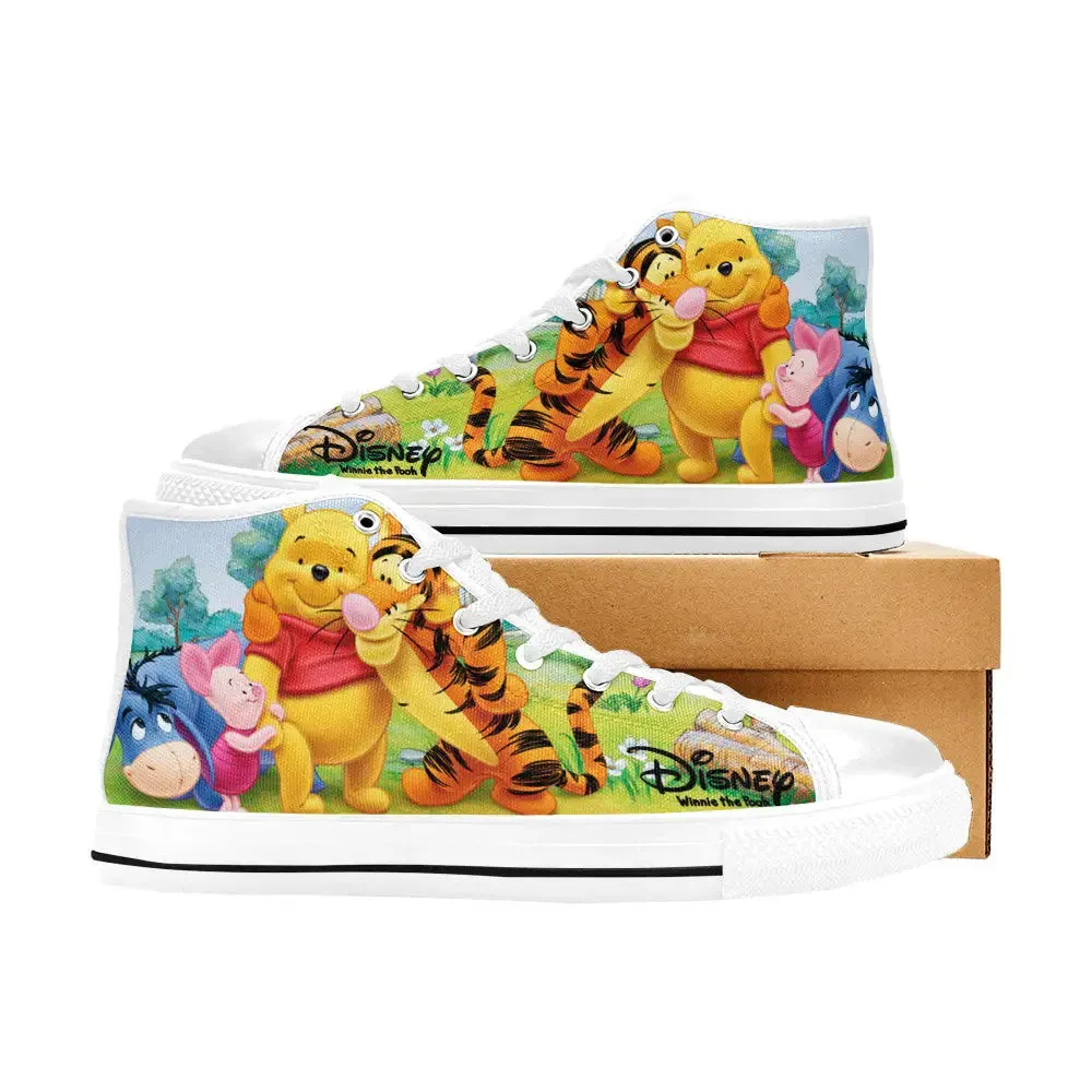 Winnie the pooh eeyore piglet tigger Shoes High Top Sneakers for Kids and Adults
