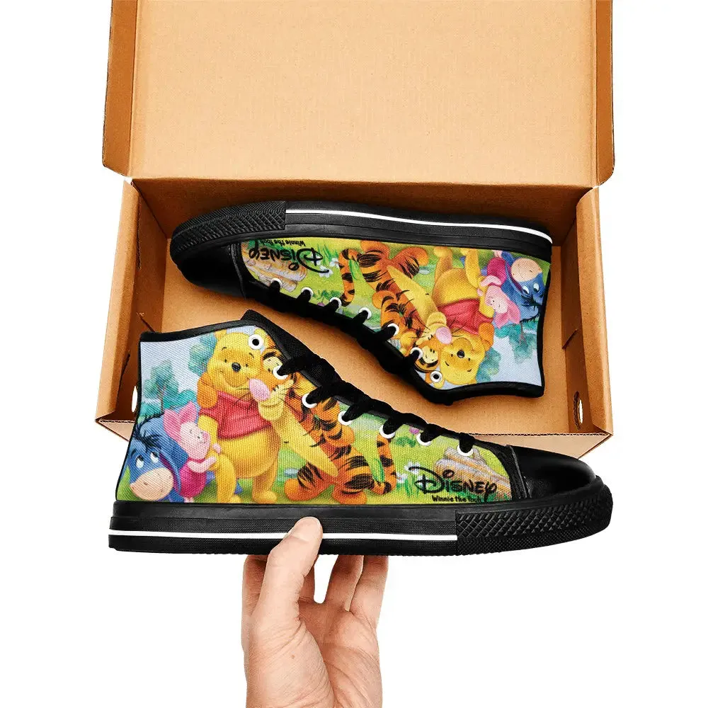 Winnie the pooh eeyore piglet tigger Shoes High Top Sneakers for Kids and Adults