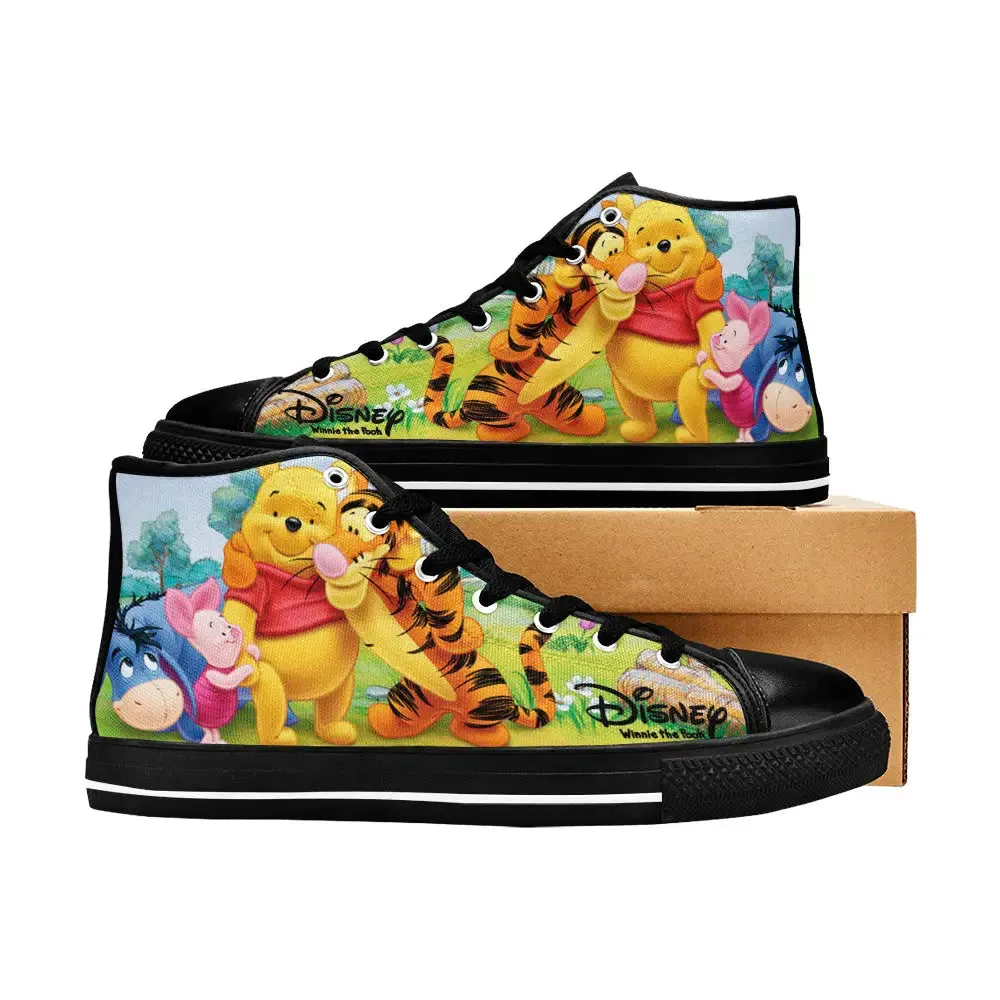 Winnie the pooh eeyore piglet tigger Shoes High Top Sneakers for Kids and Adults