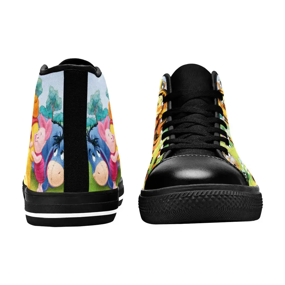 Winnie the pooh eeyore piglet tigger Shoes High Top Sneakers for Kids and Adults