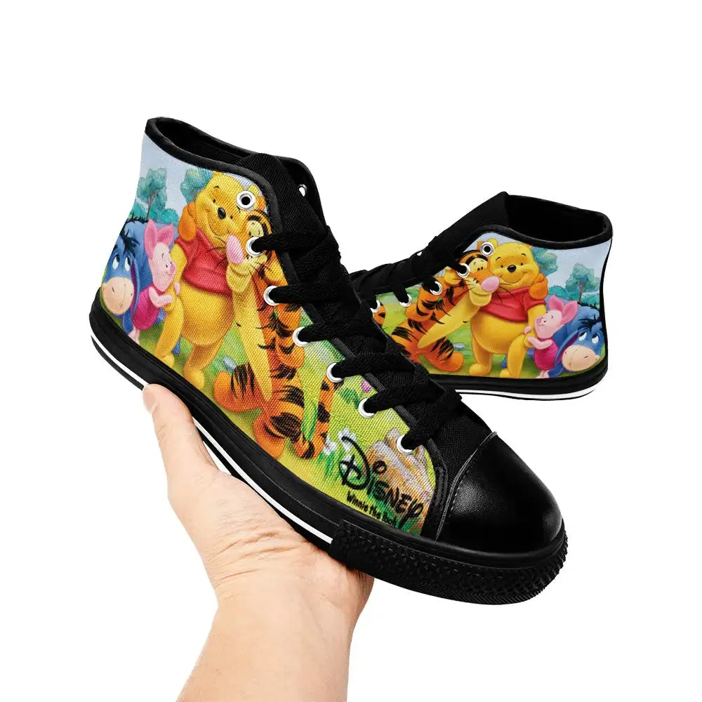 Winnie the pooh eeyore piglet tigger Shoes High Top Sneakers for Kids and Adults