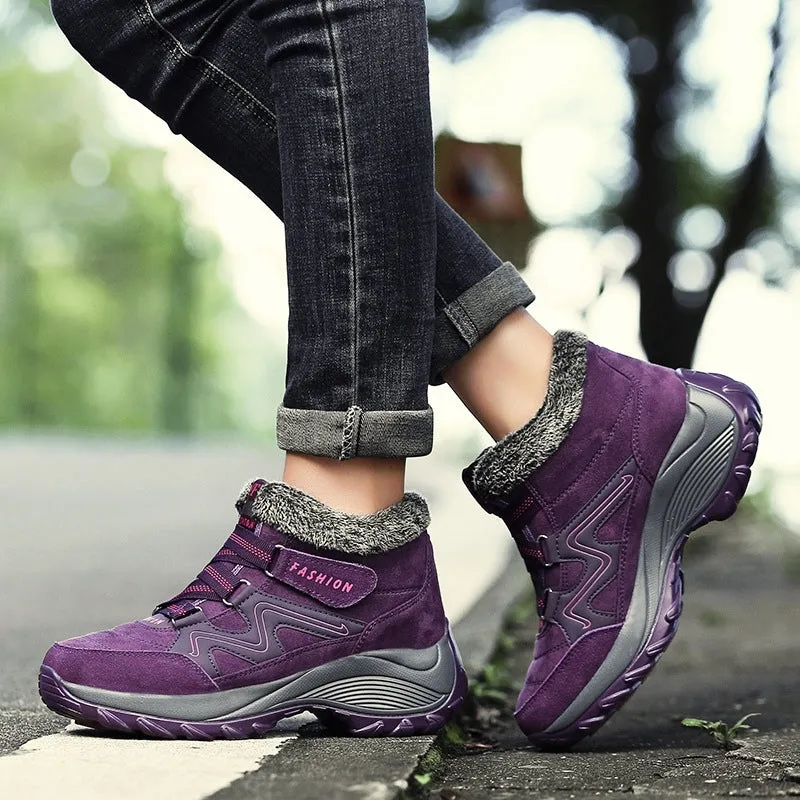 Women's Fur Lined Platform Sneaker Walking Bootie