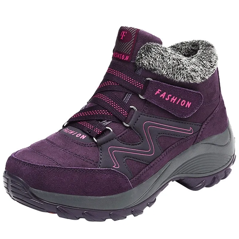 Women's Fur Lined Platform Sneaker Walking Bootie
