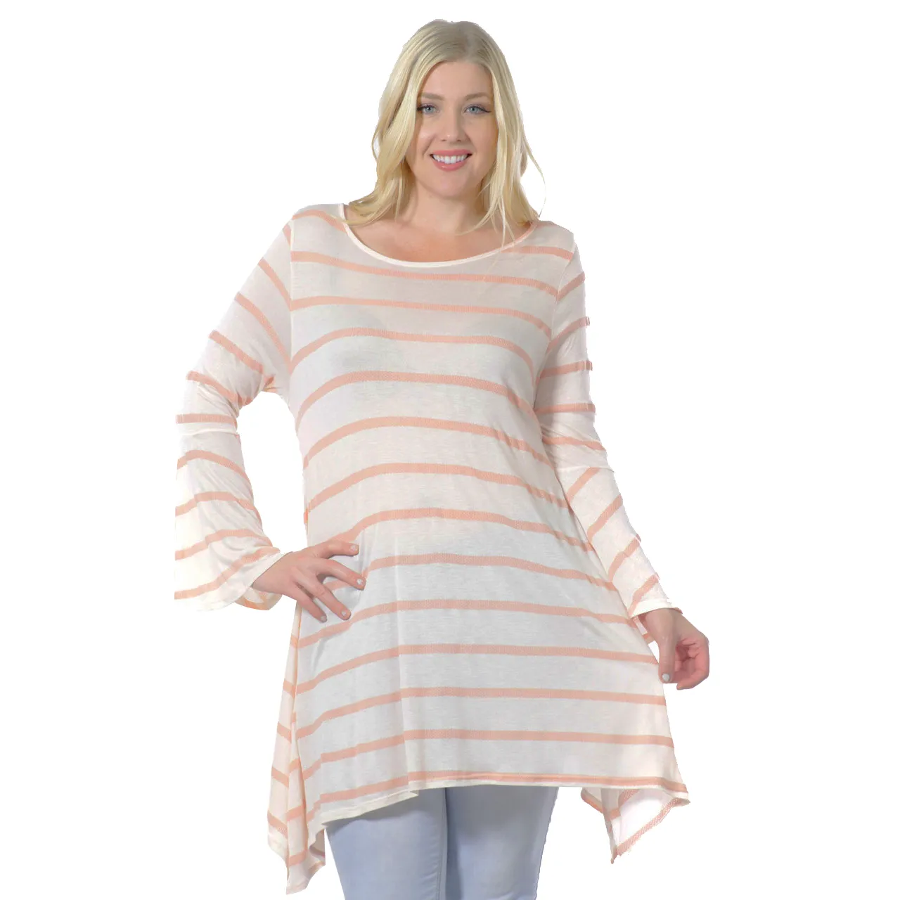 Women's Plus Size Bell Sleeve Tunic Made in USA  1X, 2X, 3X, 4X