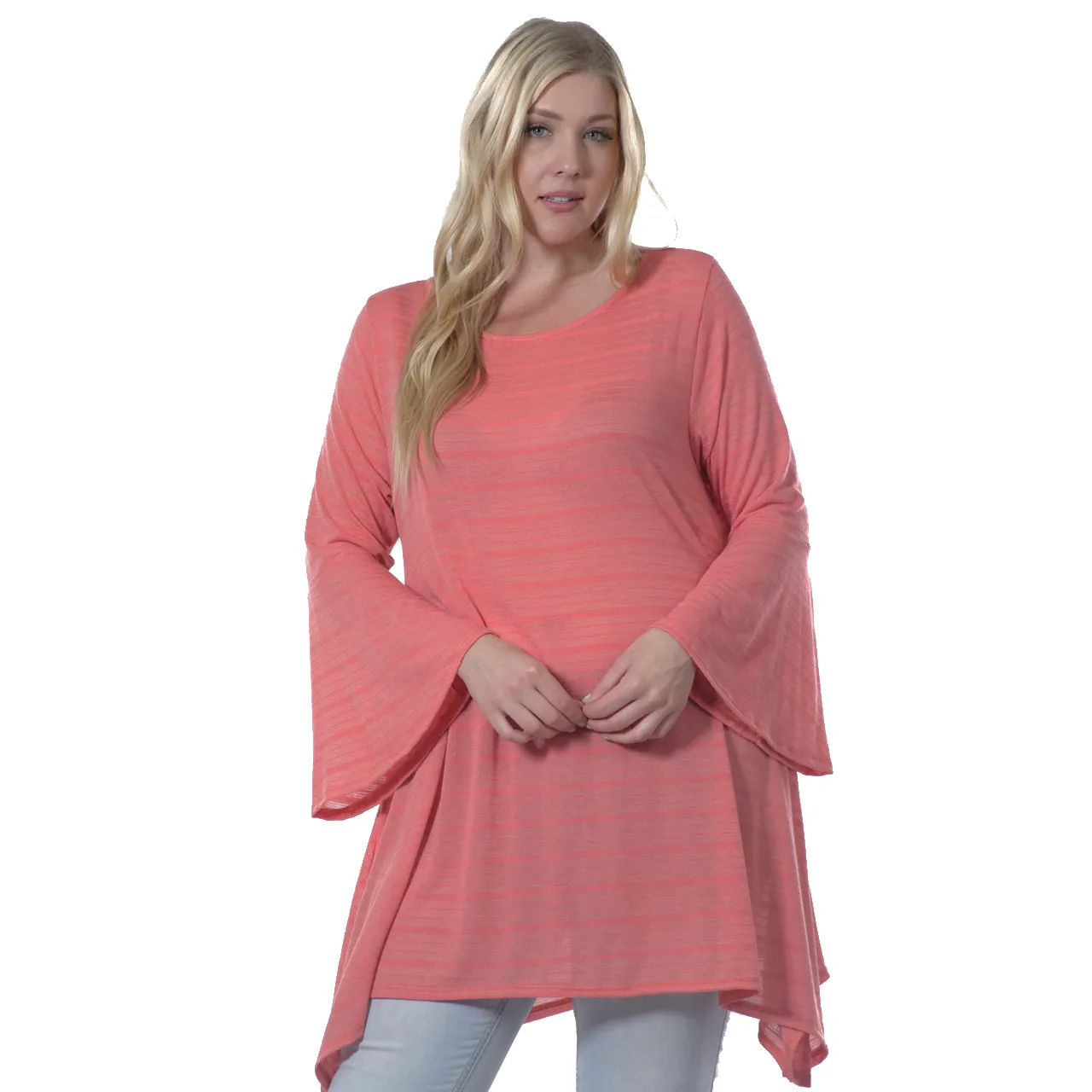 Women's Plus Size Bell Sleeve Tunic Made in USA  1X, 2X, 3X, 4X
