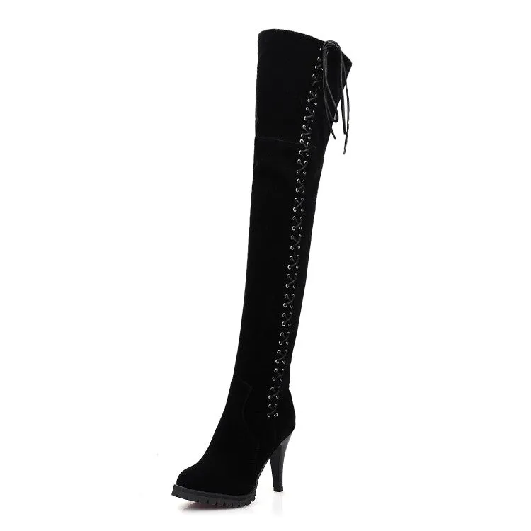 Women's Strappy High Heel Knee High Boots