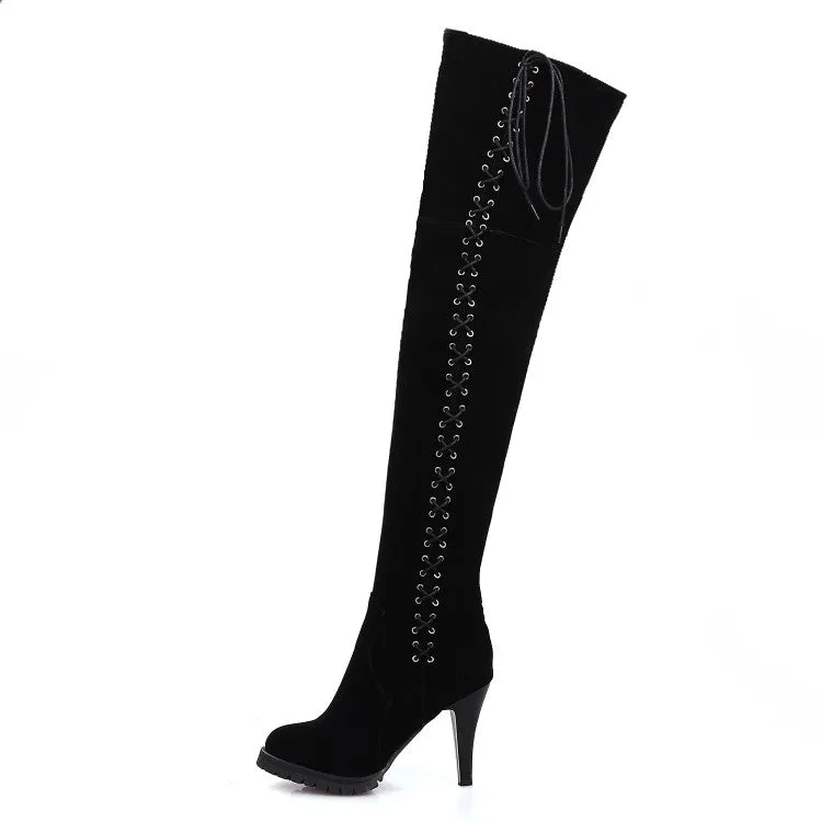 Women's Strappy High Heel Knee High Boots