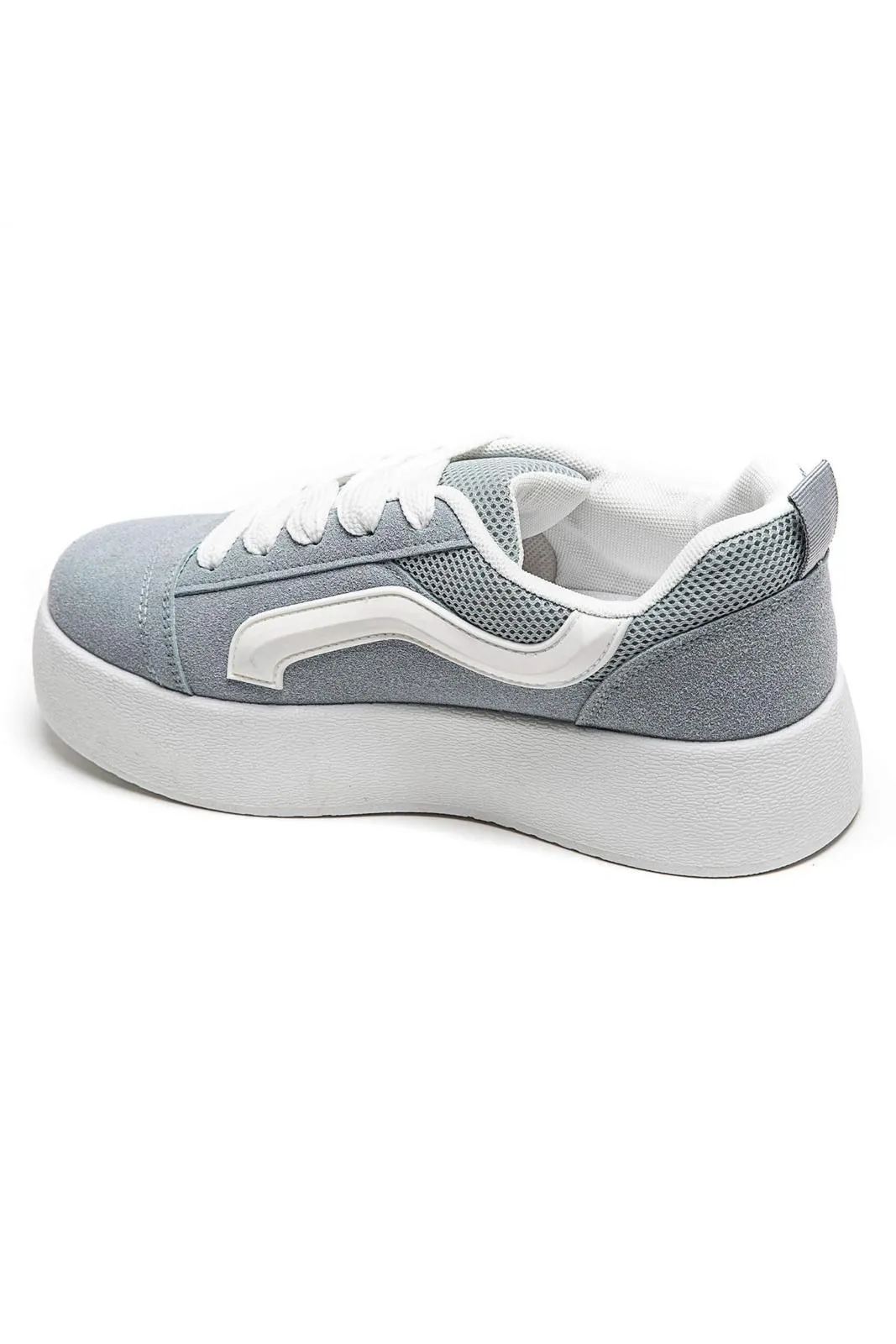 WOMEN'S SUEDE TEXTILE THICK BOTTOM PLATFORM TRAINERS IN BLUE