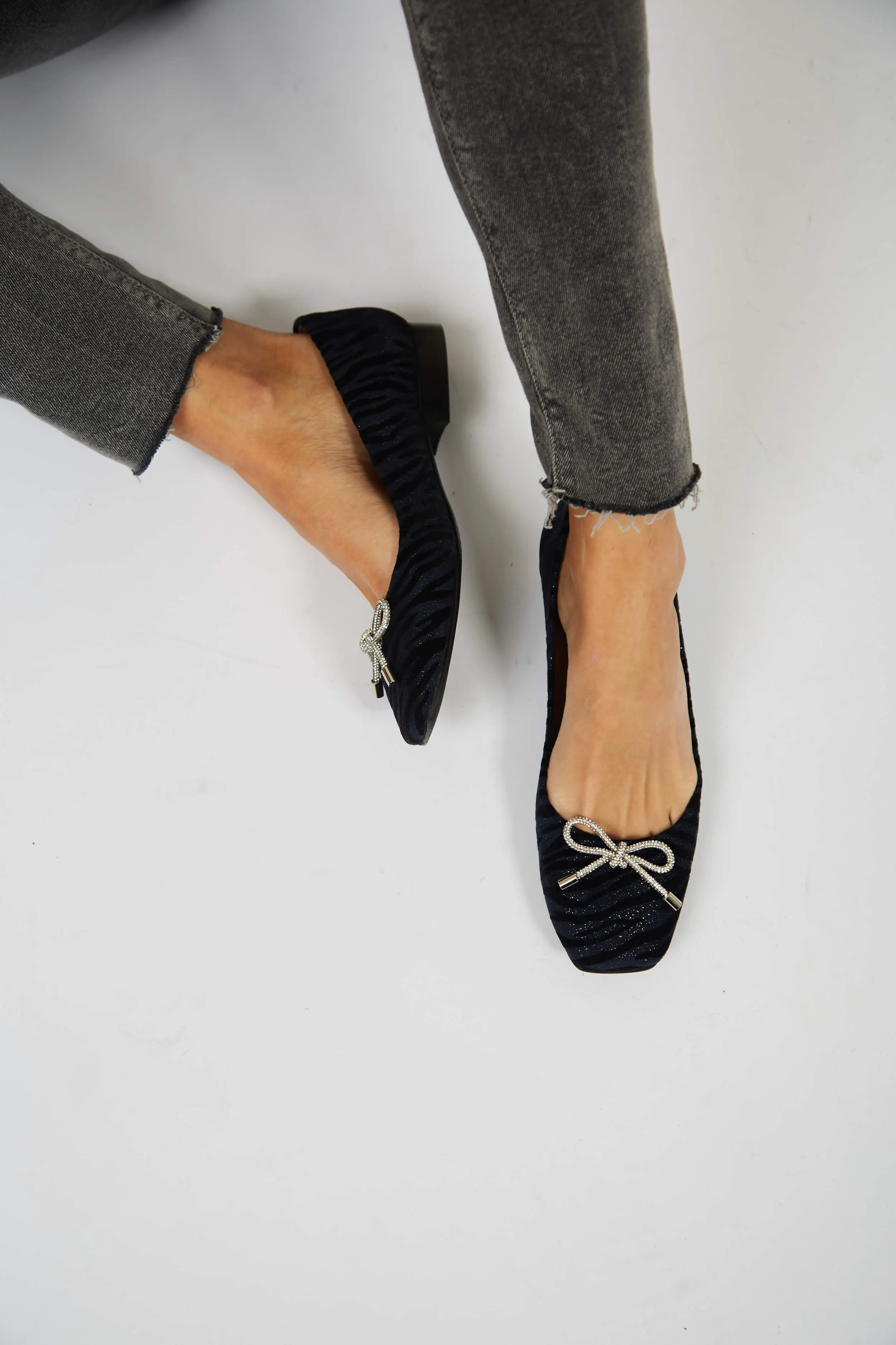 Zebra navy vegan with cute bow