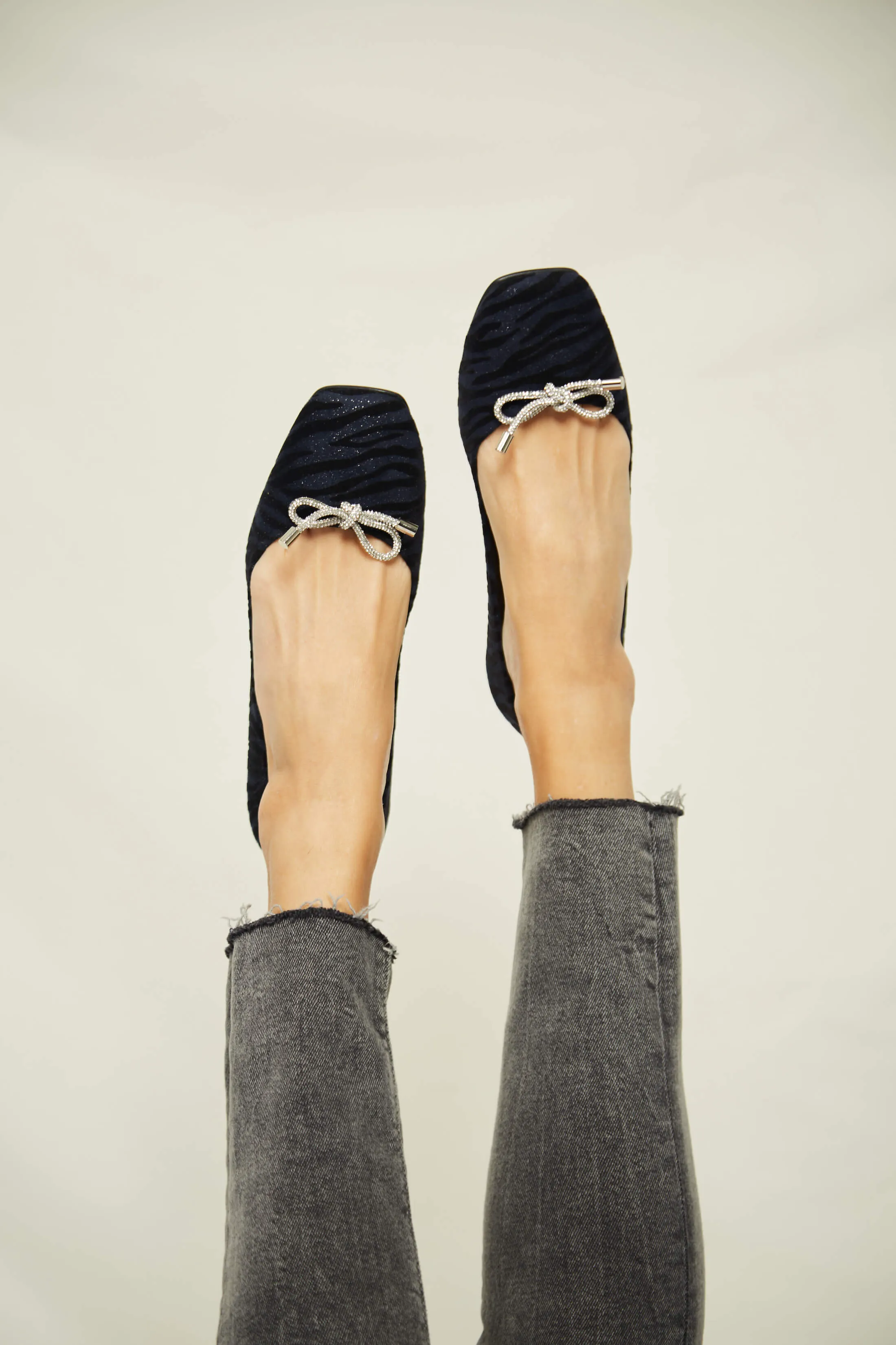 Zebra navy vegan with cute bow